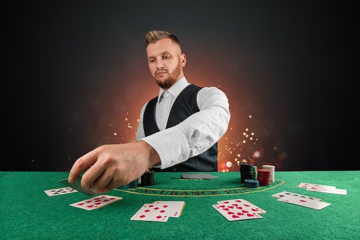 Studio kasino langsung dengan dealer baccarat profesional, video multi-kamera, dan panel Bet Slip catur4d di ponsel menampilkan kontrol taruhan